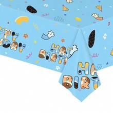 New  Blue Dog Brui Party Disposable PE Tablecloth, Cartoon Theme Party Decoration - Multicolor - View 1