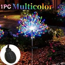 4入 320LED 太陽能煙火燈戶外燈，太陽能花園燈，附 240 LED 星爆串燈 8 種模式仙女燈，適用於購物中心、露營車、露營、婚禮聖誕、草地後院派對花園裝飾 - 地插煙火燈 - 查看 10