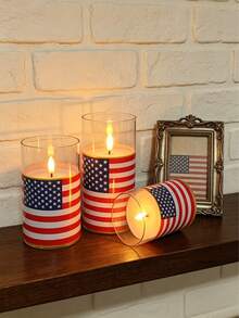 3pcs Flameless Candle Lights With Remote Control/Timer Function, Battery Operated Warm Light Candles, For Table Centerpiece Decoration, Suitable For US Independence Day, Holiday Atmosphere Decorative Lights - Warm Light - View 3