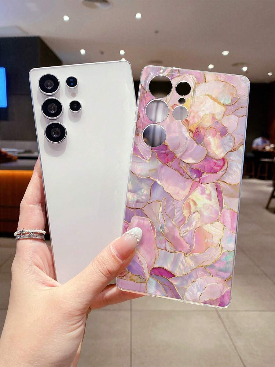 1个花卉大理石纹理镂空透明防震TPU手机壳,适合作为节日礼物送给伴侣和朋友,兼容苹果Xs/Xsmax/Xr/11/12/13/14/15/16pro/Promax/14/15/16plus、Nothing、Pixel系列 - 彩色 - 查看 1