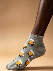 3 Pairs Men's Casual Cartoon Beer Pattern Ankle Socks, Versatile Spring/Summer - Multicolor - View 6