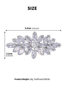 1pc Black/Silver Tone Cubic Zirconia Leaf Hair Clip, Sparkling Rhinestone Barrettes For Party & Evening - Multicolor - View 8