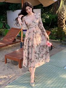 Women Midi Dresses - Rose - View 1