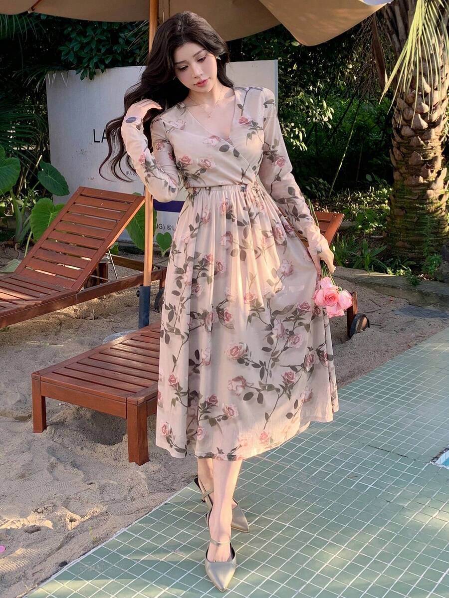 Women Midi Dresses - Rose - View 1