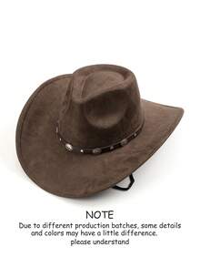 1 pieza Sombrero de mujer estilo occidental de ante | Decoración de metal vintage con diseño de cuerda al viento | Adecuado para uso casual, actuaciones en el escenario, reuniones al aire libre, múltiples colores disponibles, aplicable para primavera/otoño - A - Ver 13