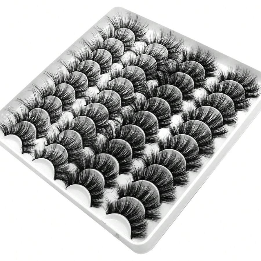 Pestañas postizas, 20 pares de pestañas postizas 3D de visón natural, estilo ojo de gato, largas y esponjosas, para crear un look denso y rizado: .com.mx: Belleza - 1 - Ver 1
