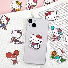 100 Stickers MINISO Hello Kitty Unique, Colorful Cartoon Style, Kawaii Aesthetic, Diary Embellishments, Scrapbook Decorations, Laptop And Phone Accessory, Gift DIY Craft, Stationery Decor - Pink - View 5