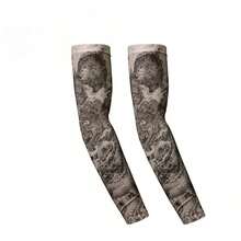 Men Summer Outdoor Cycling Motorcycle Tattoo Printed Ice Silk Sun Protection Arm Sleeves, Breathable Cooling Arm Covers For Daily Shading Use - Multicolor - View 10