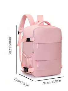 Esta mochila de viaje rosa ligera presenta un diseño impermeable con múltiples bolsillos, lo que la hace adecuada para estudiantes, trabajadores de oficina y entusiastas de los viajes. - Multicolor - Ver 6