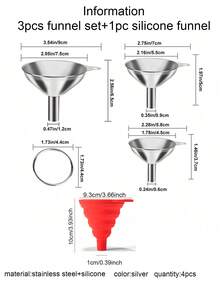 3/5pcs Set, 3 Sizes Small Funnel, Stainless Steel Mini Metal Food Funnel With Liquid, Oil And Powder Transfer Function, Suitable For Kitchen Bottle Filling, Gold - 3pcs/Set - Grey - View 13