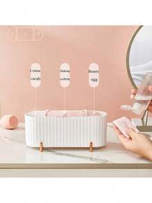 1pc Multi-Functional Makeup Sponge Holder Storage Box, Waterproof Dustproof Electroplated Bathroom Organizer Rack, Large Capacity Cosmetic Tool Storage Box With Lid - Multicolor - View 11