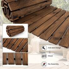 12 FT Straight Wooden Garden Pathway 1 PCS With Non-Slip Surface, Roll Out Wooden Pathway Rustic Path Decorative Boardwalk (Brown) - 12FT - View 6