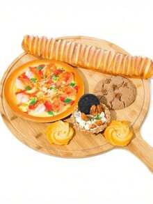 1-2pcs Wooden Dinner Plates, Wooden Trays, Home Pizza Plates, Western Dinner Wooden Plates, Snack Plates, Steak Dinner Plates, Bamboo Pizza Wooden Trays, Sushi Trays, Pizza Baking Plates, Kitchen Supplies - Yellow - View 7