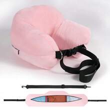 Cómoda almohada de viaje, almohada ajustable en forma de U para el cuello, funda de almohada portátil rellenable multifuncional lavable para avión 1DOP - Rosa - Ver 8
