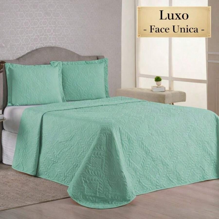 Luxury Bedspread For All Sizes + 2 Pillowcase Kit - Lots Of Elegance & Style! - Green - View 1