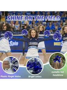 2pcs Cheerleading Pom Poms, Bright Color, Thickened And Denser, With Buckle Ring, More Durable, Suitable For Cheerleading Dance Competitions, Cheerleading Parties, Fancy Cheerleading Dance And Other Occasions - Multicolor - View 4