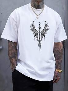 Camiseta casual de cuello redondo para hombre de talla, camiseta básica para hombre, top versátil, ropa de verano para hombre. - Blanco - Ver 1