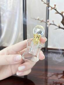 3ml Exquisite Vintage Style Transparent Geometric Pattern Enamel Decorated Dropper Bottle, Small Refillable Container, Portable Travel/Holiday Personal Care, Perfume And Essential Oil Dispenser Bottle, Perfect Gift For Girls (Bottle Only) - Clear - View 1