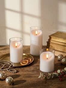 3 piezas Luces de velas sin llama con control remoto y temporizador, velas LED de deseos, alimentadas por batería, luces de atmósfera romántica, luces de velas LED electrónicas sin humo, luces de decoración navideña de luz cálida, adecuadas para Navidad, Día de San Valentín, Halloween, Día de la Madre, Día de San Valentín, atmósfera festiva, mesa de comedor, arreglo de atmósfera del hogar, decoración de escritorio y encimera, propuesta de confesión, fiesta de cumpleaños - transparente - Ver 6