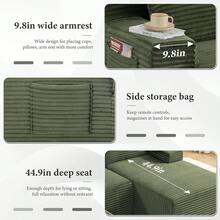 96" Sectional Couches For Living Room Cloud Couch Sofa With L-Shape Upholstered Boneless Couchs Modern Modular Sectional Couch With Chaise (Green, 96" W+Right Facing Chaise+2Seaters+Ottoman) - 綠色 - 查看 3