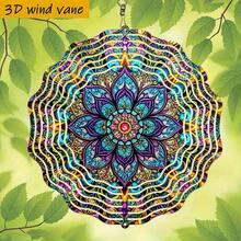 3D "Colorful Mandala Pattern" 10" X 10" Rotating Hook, 360° DIY Creative Double-Sided Round Indoor/Outdoor Hanging Decor (Pendant Not Included), Random Style - A - View 2