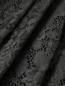 MOD Vestido con volantes y mangas de pétalos de encaje floral rosa - Negro - Ver 5