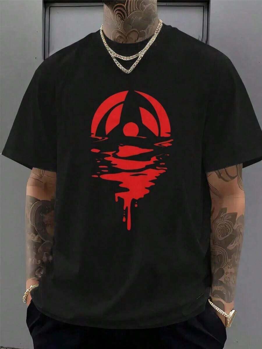 Viento de Sombra de Fuego!Itachi Mangekyo Sharingan, Sangrado, Camiseta Clásica con Estampado Abstracto Vintage de Personaje de Anime, Cuello Redondo, Manga Corta, Ajuste Elástico, Tejido de Punto, 180 g/m² - Ropa Multifuncional para Deportes, Senderismo y Actividades al Aire Libre| Camiseta minimalista| Tela de punto de algodón - Verde - Ver 1