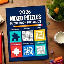 1 pieza Colección de juegos de rompecabezas, que incluye acertijos, sudoku, laberintos y talla grande, con páginas interiores desmontables, excelente opción para el ocio y el entretenimiento, adecuado como regalo (bolígrafo no incluido) - A - Ver 5
