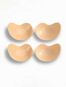 2 Pairs Strapless Adhesive Bras, Mango-Shaped Cups, Petal Nipple Covers, Breathable Design, Suitable For Small Busts, Lift And Gather, Invisible Backless Design, Suitable For Dresses, Gowns, And Lingerie. - Multicolor - View 8