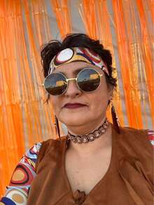 60s 70s Outfits For Women Festival Boho Outfit Set Brown Fringe Vest, Feather Earrings & Beaded Headband Disco Hippie Costume Clothes Vest Brown - Brown - View 10