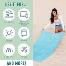 Starlit Beach Towel Bag - 2-In-1 Convertible, Quick Dry, Sand Resistant Towel With Built-In Zipper Pocket - Compact & Lightweight For Beach, Pool, Gym & Travel - Turkish Organic Cotton - Checker Lime - View 6