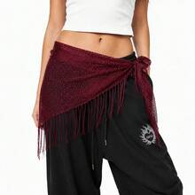Hip-Hop Fashionable Punk Fringed Triangle Scarf/Shawl/Belt, Waist Accessory, Modern Dance Costume Performance Hip Scarf, Waist Chain, Hip Wrap, Butt Curtain - 金色 - 查看 6