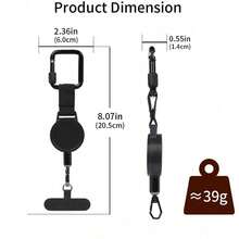 1 pièce Cordon de téléphone anti-vol amélioré, dispositif rétractable, boucle de longueur réglable convenant à différentes tailles de téléphone, applicable pour l'escalade, la randonnée et diverses activités de plein air - noir - Voir 6