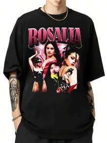 Rosalías, Latin Pop Singer, Cotton T-Shirt With Retro Bootleg Graphics, Unisex For Fans. - Black - View 6