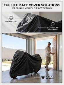 1pc Heavy Duty EVA All-Season Motorcycle & Bicycle Cover - Waterproof, UV-Resistant, Snow-Proof, Breathable, Lightweight, Fits Most Models, Black, Outdoor Vehicle Protection, Stylish Motorcycle Cover, UV-Resistant Cover - Multicolor - View 4