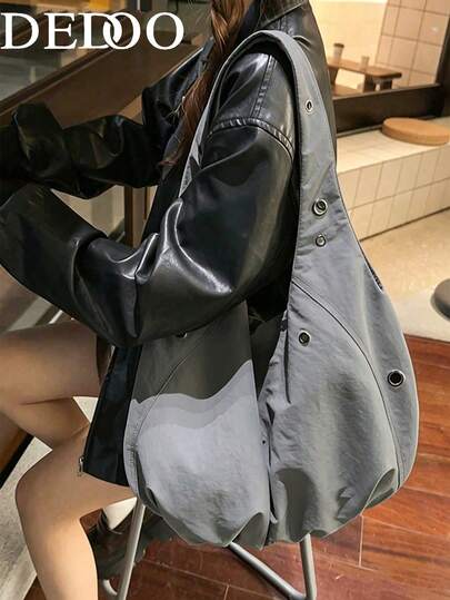 Dedoo 韩版尼龙独特单肩斜挎包，女士时尚通勤休闲单肩包