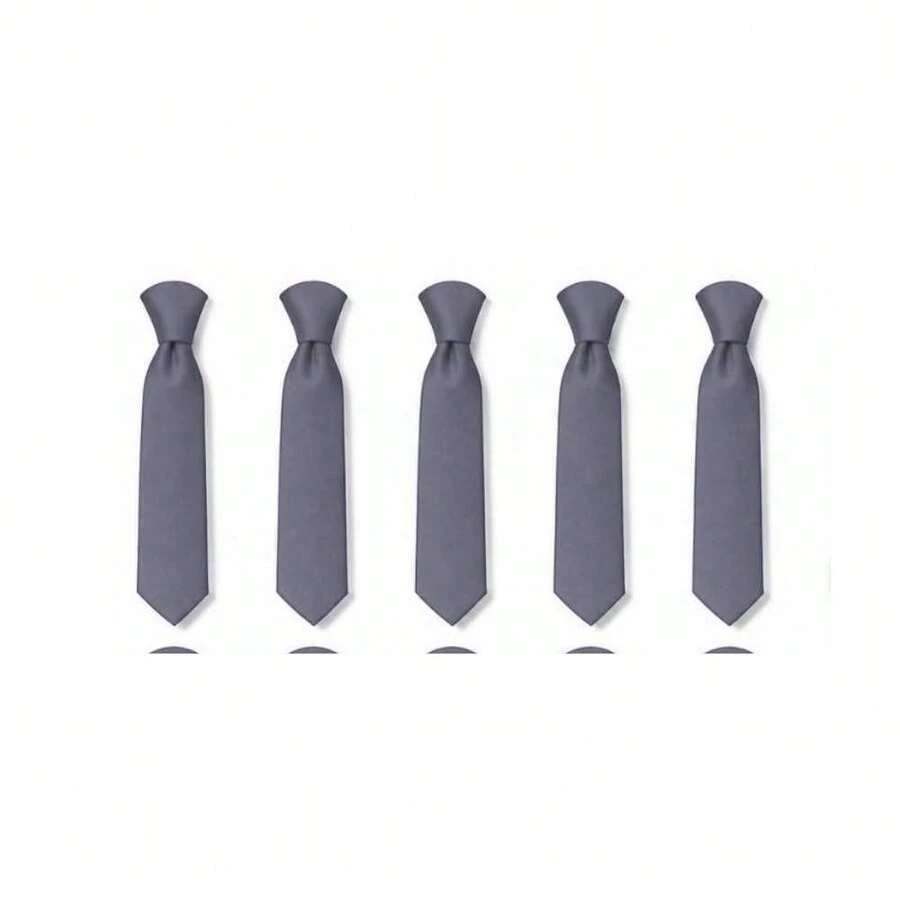 Set Of 5 Light Gray Formal Ties For Groomsmen, Weddings, Events, And Conferences - Silver Gray - View 1
