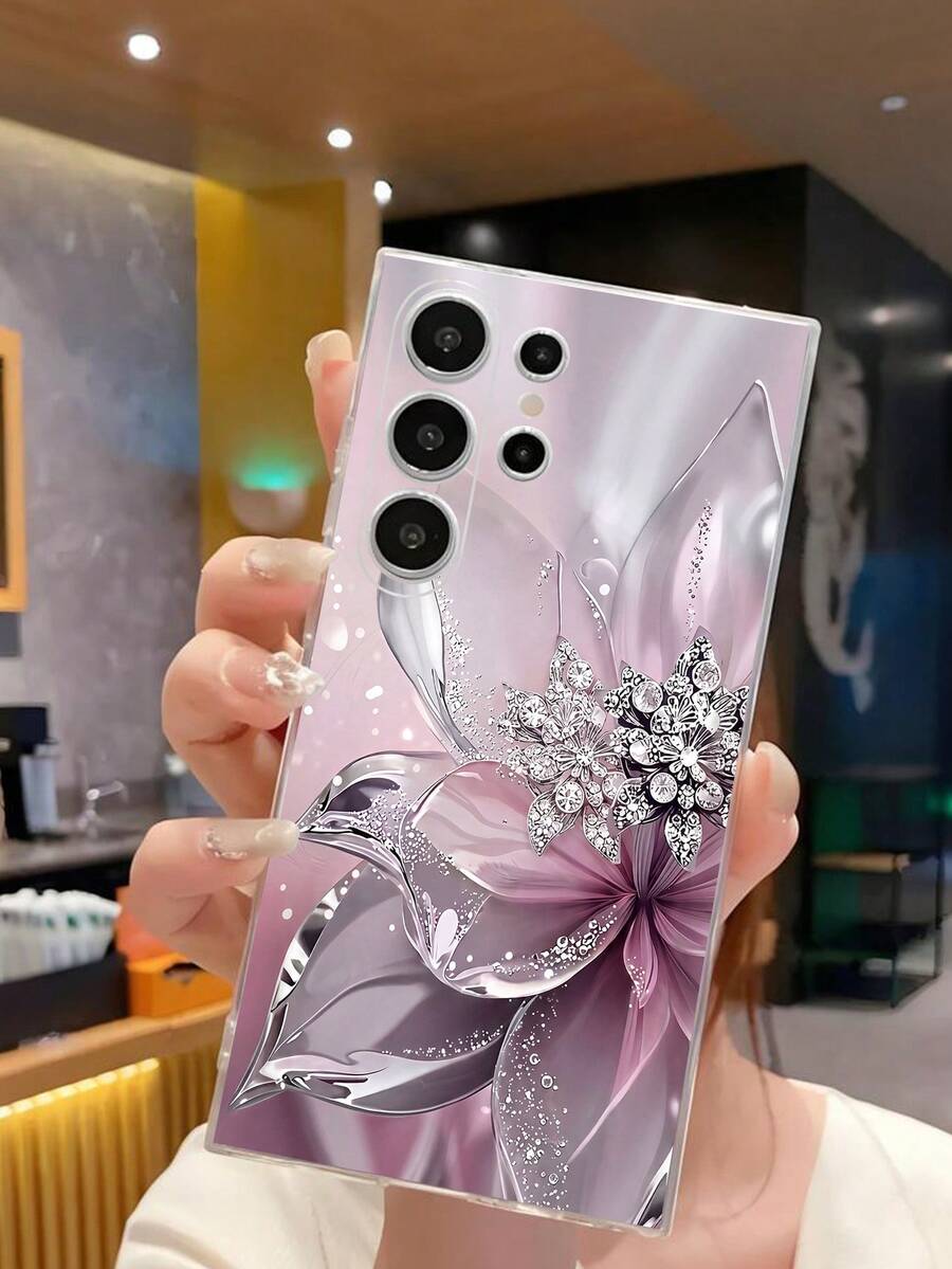 1個時尚花卉軟手機殼,適用於 iPhone 17 系列、Honor、Galaxy A04e/12/A13/A14/A34/A50/A52/A53/A54/S21/S22/S23/S24/S25/S25Ultra、6A/7A/8A、12T/13T,2D設計 - 無色 - 查看 1