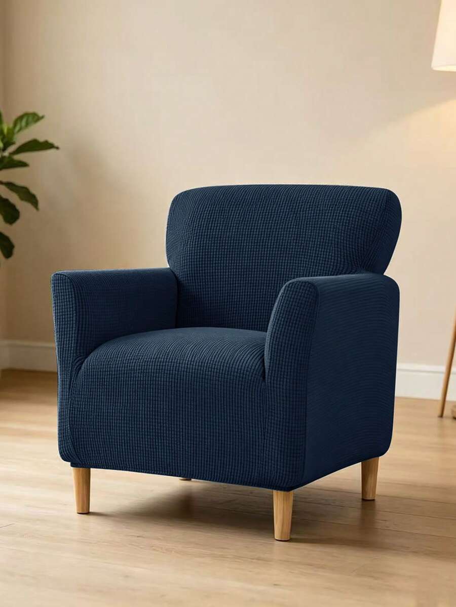 1 buah Sarung Sofa Kecil Bertekstur Kulit Jagung, Dekorasi Rumah, Sarung Sofa Sepanjang Musim, Menutupi Sofa Sepenuhnya, Penutup Debu, Cocok Untuk Kamar Tidur dan Ruang Belajar, Dekorasi Natal - biru laut - View 1