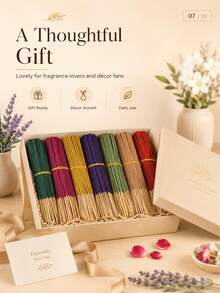25pcs/Set Aromatherapy Incense Sticks, Lavender, Sage, Mint, Cherry Blossom, Coffee, Sandalwood, Lemongrass Scents, Natural Ingredients With Flower Petals, Long-Lasting Fragrance, Suitable For Gifts, Ramadan, Hosting Guests, Meditation, Air Purification - Incense Sticks - View 8