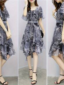 Women Midi Dresses - Grey - View 7