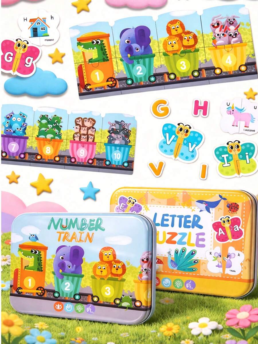 这款幼儿益智字母数字拼图玩具,造型可爱,图案多样,适合各种动物。这些萌趣十足的拼图能够激发孩子的好奇心,帮助他们发展精细动作和认知能力。是送给男孩女孩的理想生日、节日、儿童节、圣诞节和毕业礼物,并配有主题收纳盒。 - 彩色 - 查看 1
