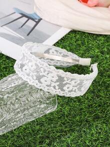 1 chiếc băng đô hoa ren trắng, phụ kiện tóc đa năng cho đi biển, du lịch, phong cách thường ngày - trắng - Xem 2