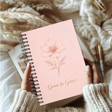 DANPERJI 1pc A5 Spiral Bound Daily Planner Notebook, Journal With Pink Floral Sketch & "Grow In Grace" Print, Lined Diary For Students, Office Workers & Self Care Planning, Ideal Gift For Women & Back To School School Supplies - Flowers - View 6