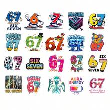[20 piezas] Pegatinas de tatuaje con tema digital 67, pegatinas de tatuaje de graffiti de meme de internet divertido 6 y 7, adecuadas para hombres y mujeres en fiestas de carnaval, fiestas de vacaciones, maquillaje, actuación, decoración de arte corporal, tatuajes temporales falsos - Amarillo - Ver 4