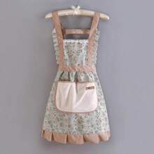 2pcs/1pc Floral Princess Apron With Adjustable H-Strap And Pocket, Suitable For Cooking, Baking And Restaurant Use, Pink And Beige Floral Pattern, Essential For Baking, Cute Apron, 2581 Sold - A - View 17