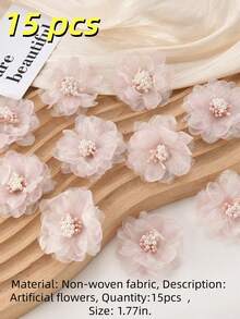 5/15pcs Artificial Orchid Flower Decor Sock Doll DIY Accessories Fabric Stickers, 7 Colors DIY Stickers, Suitable For Sewing, Handicrafts, Arts, Patchwork, Clothing, Hats And Bags Decoration - Multicolor - View 25