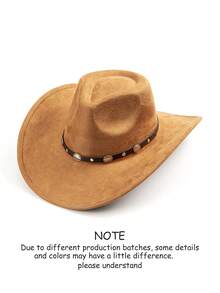 1 pieza Sombrero de mujer estilo occidental de ante | Decoración de metal vintage con diseño de cuerda al viento | Adecuado para uso casual, actuaciones en el escenario, reuniones al aire libre, múltiples colores disponibles, aplicable para primavera/otoño - A - Ver 14
