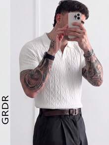 GRDR Men's Summer Knit Polo Shirt, Suitable For Outdoor Activities, Essential For Fashionable Outfits - White - View 5