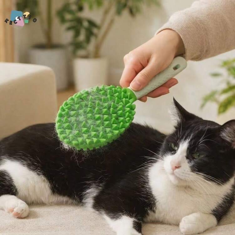 适用于长毛和短毛猫咪的猫刷，带自清洁按钮的猫咪去毛刷，室内猫咪宠物去毛工具，多功能美容工具，也适用于猫咪、兔子和小型犬。 - 查看 6